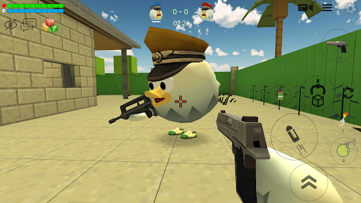 Chicken Gun oyun ekranı - Tavuk karakterleri savaş alanında